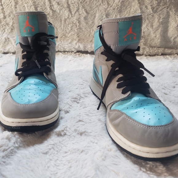 Nike 2015 AIR JORDAN 1 MID GS TIDE POOL SZ 7Y 332148 BABY BLUE GREY MID SNEAKER - Picture 8 of 12